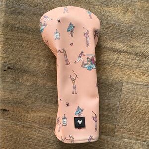 Bad Birdie Peach Driver Club Headcover with Golfers Print